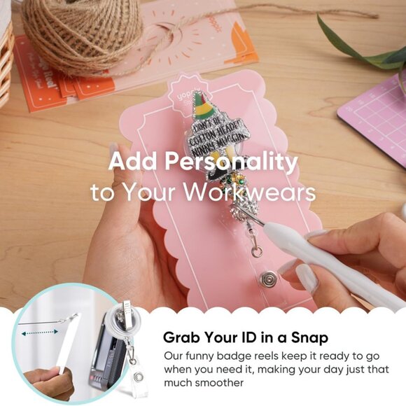 Christmas Badge Reel, Christmas Elf Sparkly Glitter Retractable Badge Reel for N - Picture 2 of 6